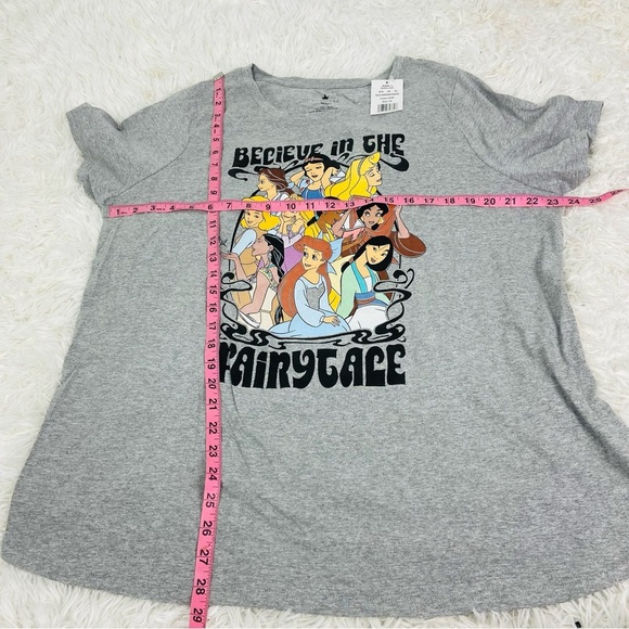 NWT DISNEY PRINCESS gray BELIEVE IN THE FAIRYTALE short sleeve shirt size 1X - Picture 6 of 8